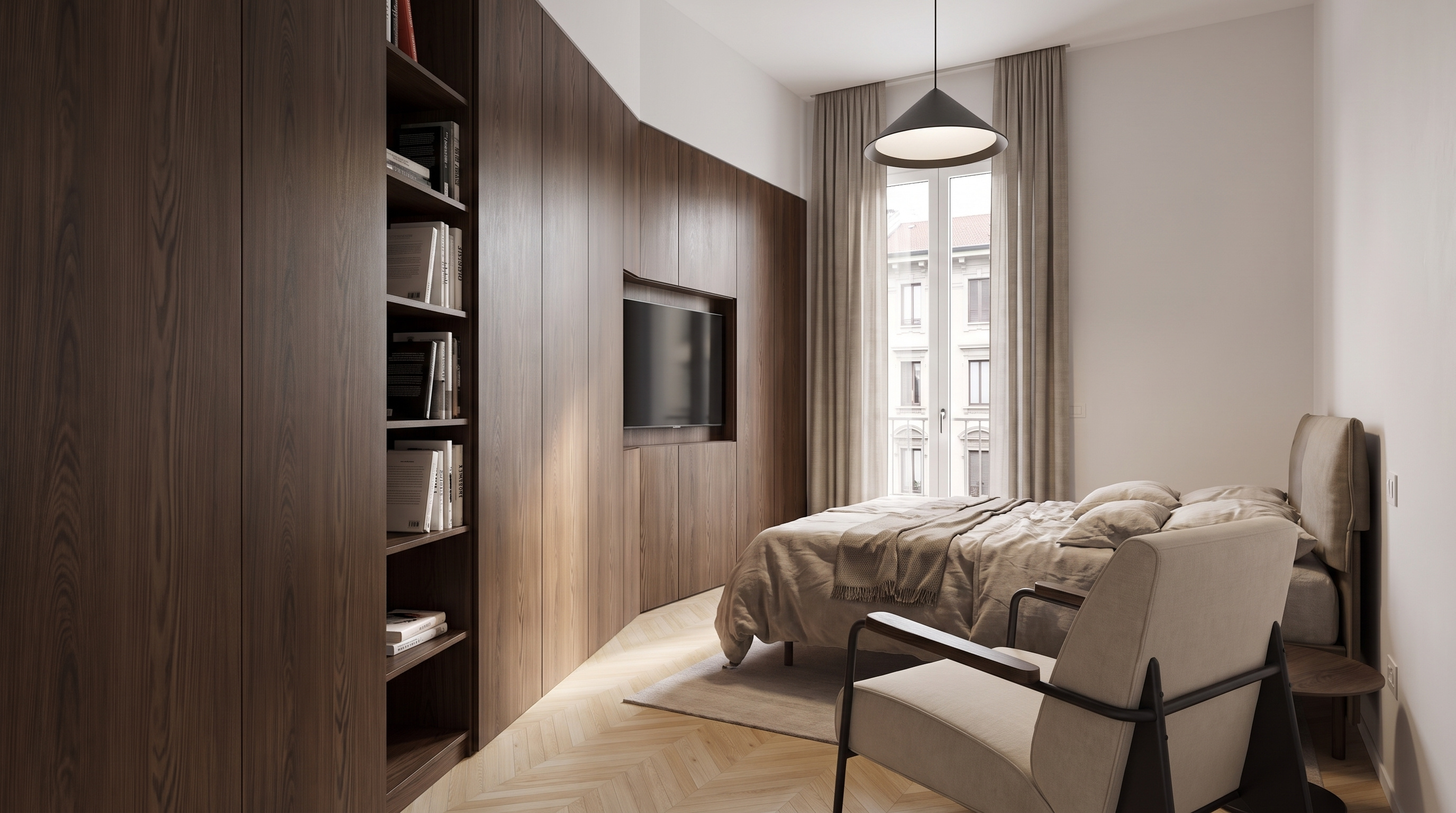 Consistent material palette allowing the living spaces to feel expansive and continuous