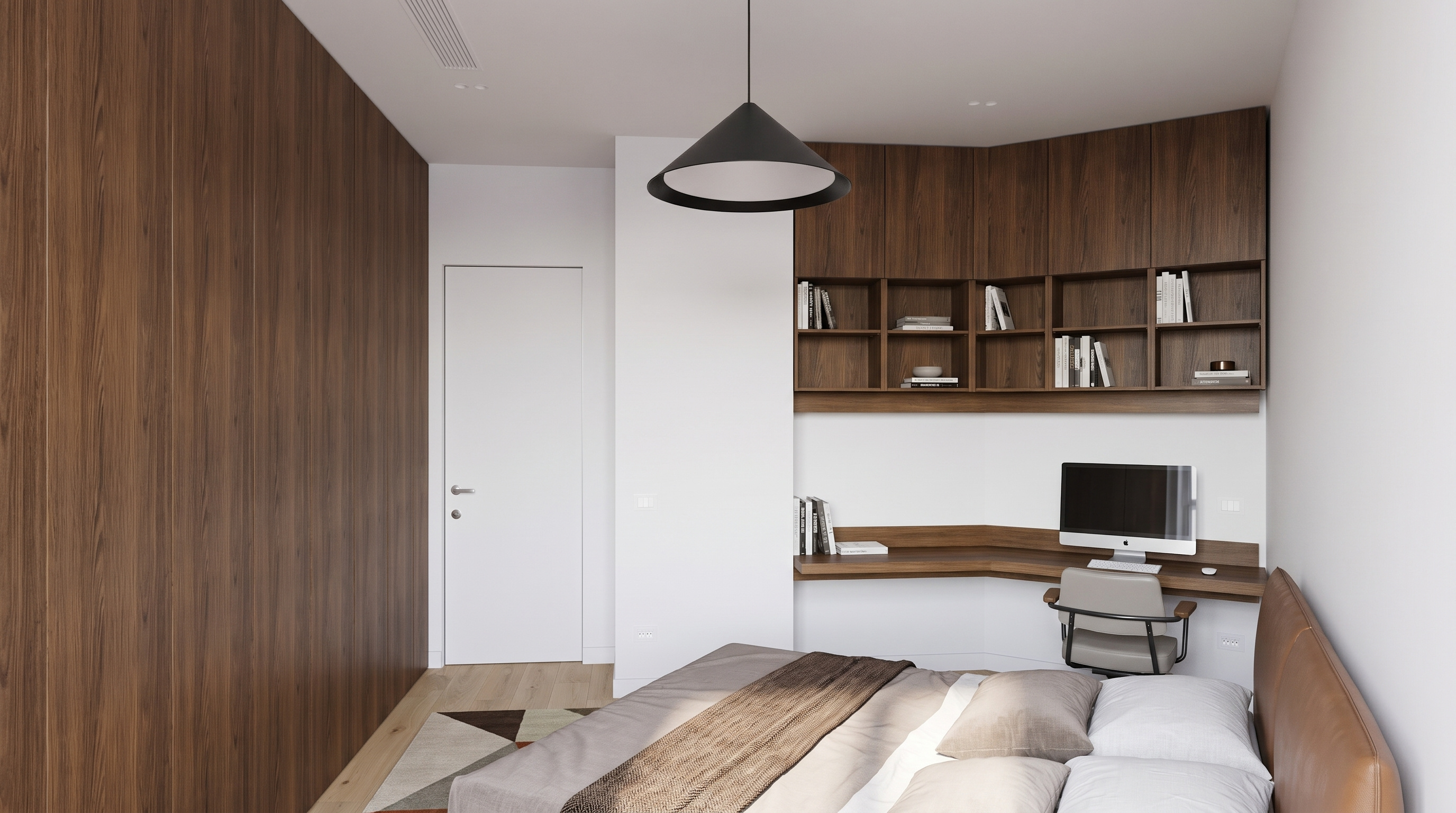 Acoustically insulated space designed for a family integrating music and work